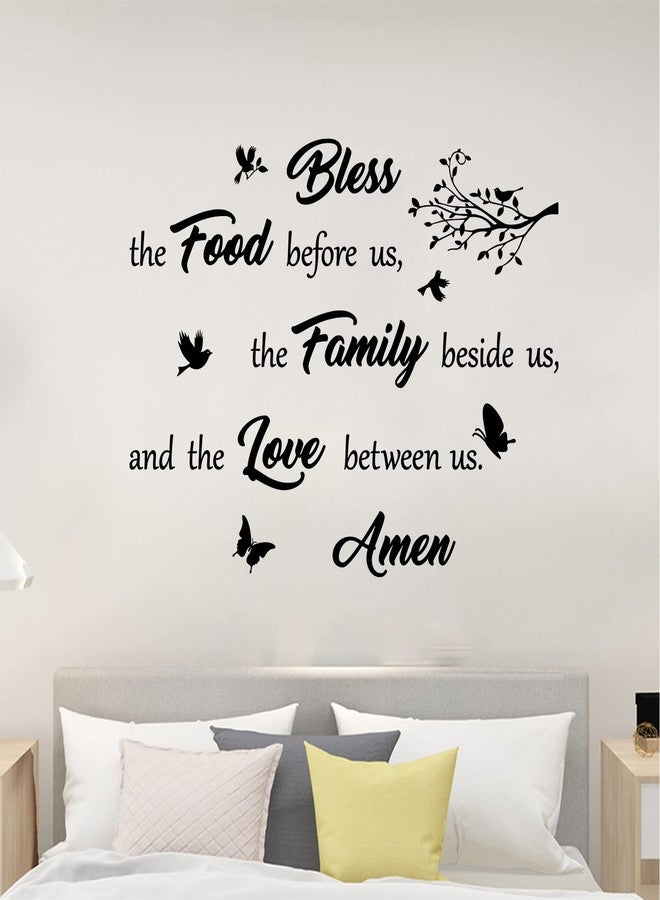 thovorrnl Inspirational Bless Quote Wall Decals, Vinyl Food Family Love Prayer Quotes Wall Stickers Religious Art Lettering Sayings Mural Decor Art Wallpaper for Living Room Kitchen Bedroom Home Decoration - Image 2