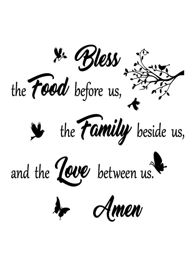 thovorrnl Inspirational Bless Quote Wall Decals, Vinyl Food Family Love Prayer Quotes Wall Stickers Religious Art Lettering Sayings Mural Decor Art Wallpaper for Living Room Kitchen Bedroom Home Decoration - Image 1