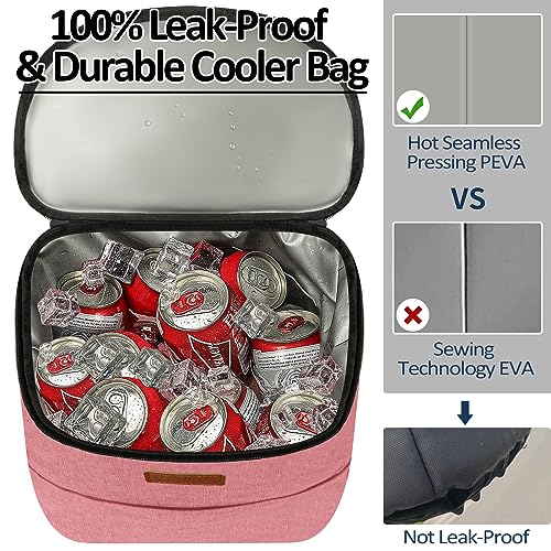 Vankor Camping Cooler Backpack 30 Cans Soft Backpack Coolers Insulated Leak Proof Travel Cooler Bag Waterproof Lunch Picnic Beach Work Trip Thermal Bag Drink Beverage Beer Bag Cooler Coral Red - Image 3