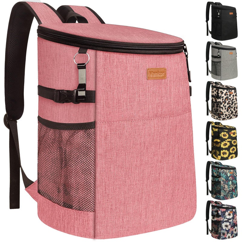 Vankor Camping Cooler Backpack 30 Cans Soft Backpack Coolers Insulated Leak Proof Travel Cooler Bag Waterproof Lunch Picnic Beach Work Trip Thermal Bag Drink Beverage Beer Bag Cooler Coral Red - Image 2