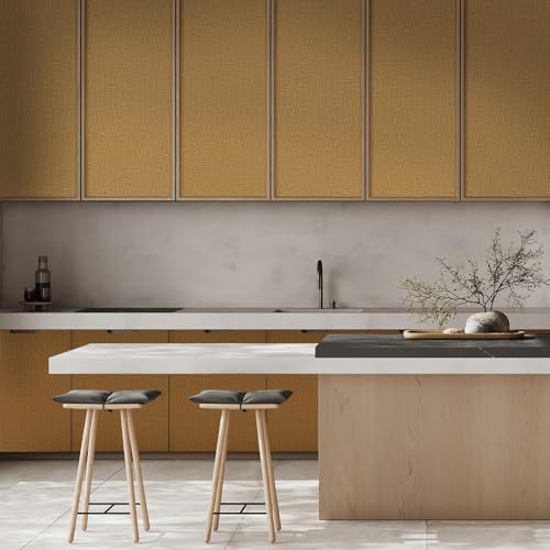 WADILE Grasscloth Peel and Stick Wallpaper 23.6in x 236in, Textured Contact Paper for Cabinets, Faux Linen Wall Paper Pull and Stick, Fabric Vinyl Wallpaper Self Adhesive Coffee - Image 5