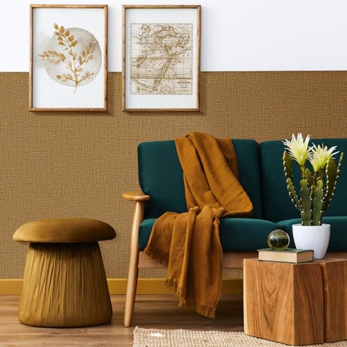 WADILE Grasscloth Peel and Stick Wallpaper 23.6in x 236in, Textured Contact Paper for Cabinets, Faux Linen Wall Paper Pull and Stick, Fabric Vinyl Wallpaper Self Adhesive Coffee - Image 3