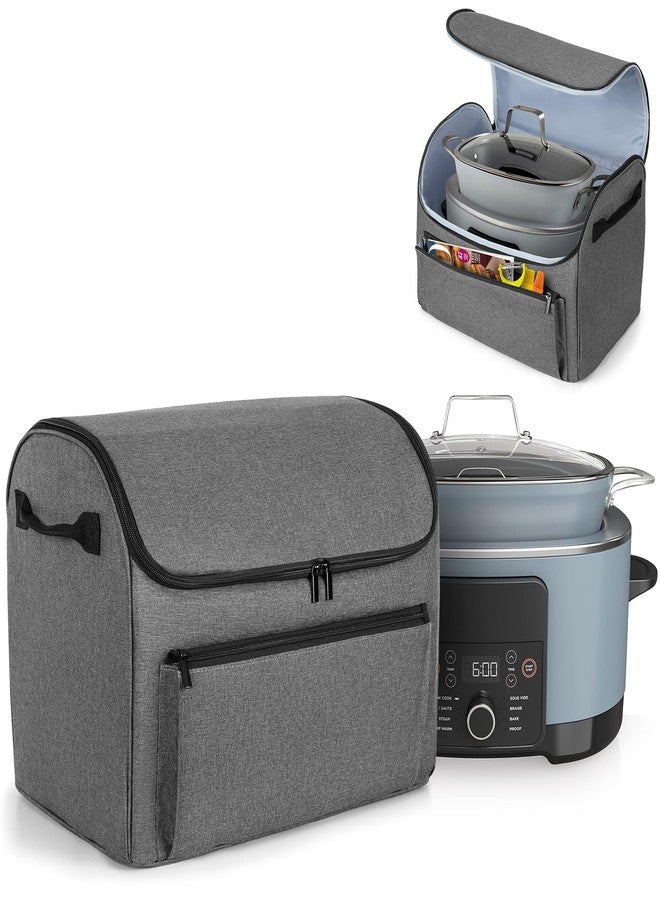 لوكسجا غطاء مغلق من لوكسجا متوافق مع جهاز الطهي البطيء نينجا فودي بوسيبول برو، غطاء واقٍ من الغبار مع جيب أمامي يناسب جهاز الطهي البطيء نينجا، رمادي - Image 1