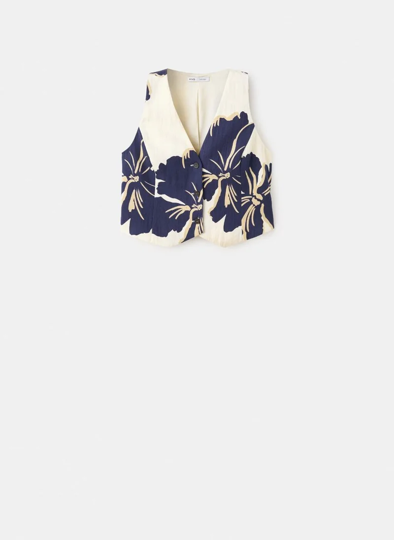 Mango 02-OFFWHITE Floral Print Lyocell Gilet for Women | Best Price UAE