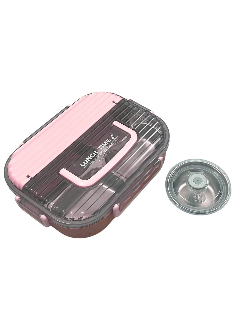 VIO Kids Stainless Steel Lunch Box Leak Proof Reusable Bento Box with 4 Compartments and Sealed Container Stainless Steel Bento Lunch Food Box for Kids or Adults with Lockable Clips Portion Control Food Container Back To School Essentials Kids Lunch Box Travel Food Container 25CM X 18 CM X 5 CM - Image 2