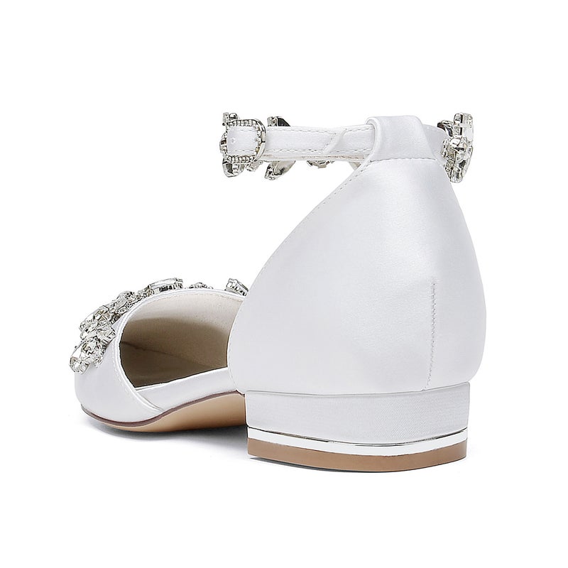 2025 Ladies Flat Heel Pointed Diamond Chain Wristband Wedding Shoes Bridal Shoes Bridesmaid Shoes Banquet Shoes 18448-46M - Image 3