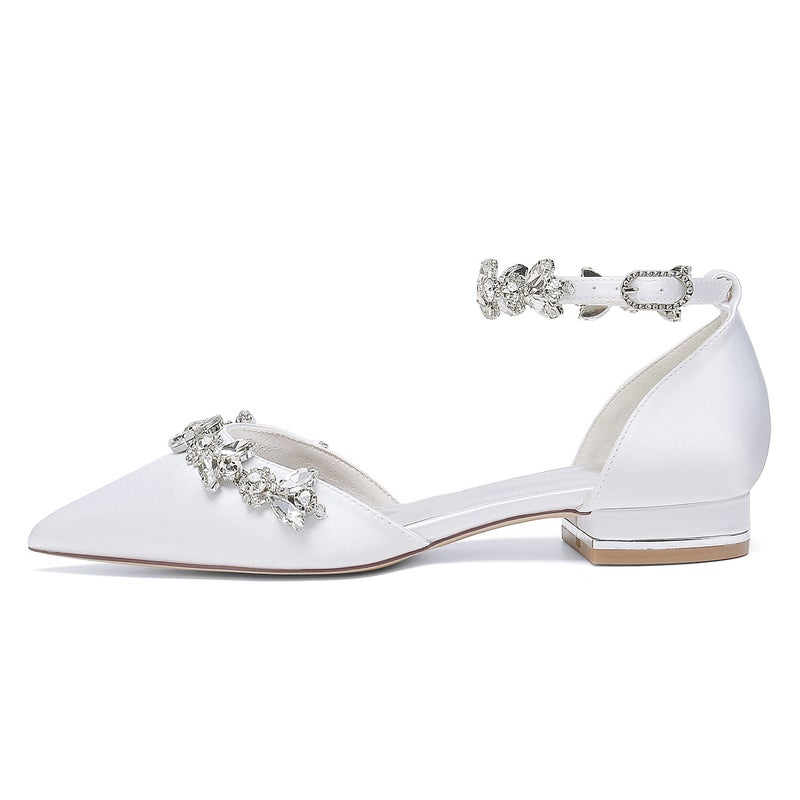 2025 Ladies Flat Heel Pointed Diamond Chain Wristband Wedding Shoes Bridal Shoes Bridesmaid Shoes Banquet Shoes 18448-46M - Image 4