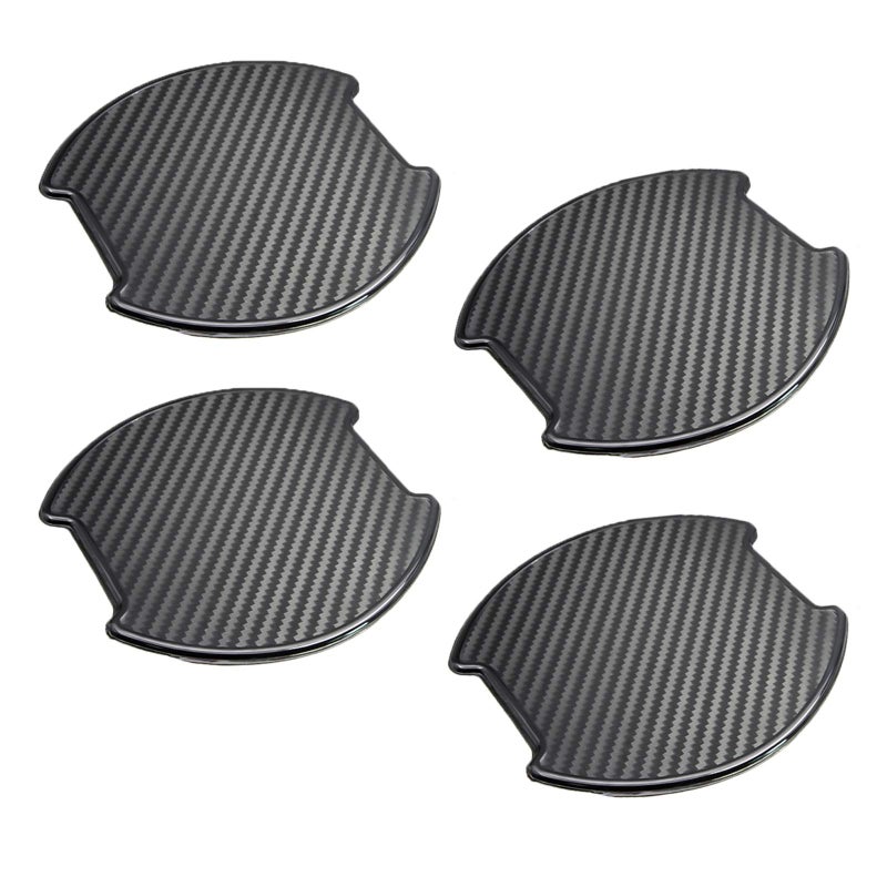 WORCAS 4Pcs Black Carbon Fiber TPU Car Door Handle Cup Protective Stickers Universal Door Handle Cups Scratch Protection Films
