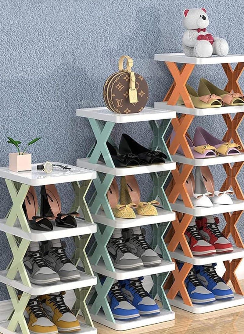 4-Tier Stackable Shoe Rack for Bedroom Entryway – Adjustable with Shoe Slots & Easy-to-Clean Shelves | 81.5 × 24 × 26 cm | Multi-Colored - Image 1