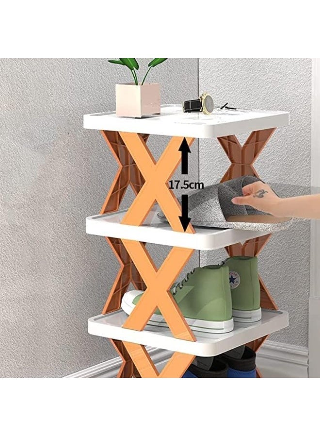 4-Tier Stackable Shoe Rack for Bedroom Entryway – Adjustable with Shoe Slots & Easy-to-Clean Shelves | 81.5 × 24 × 26 cm | Multi-Colored - Image 4