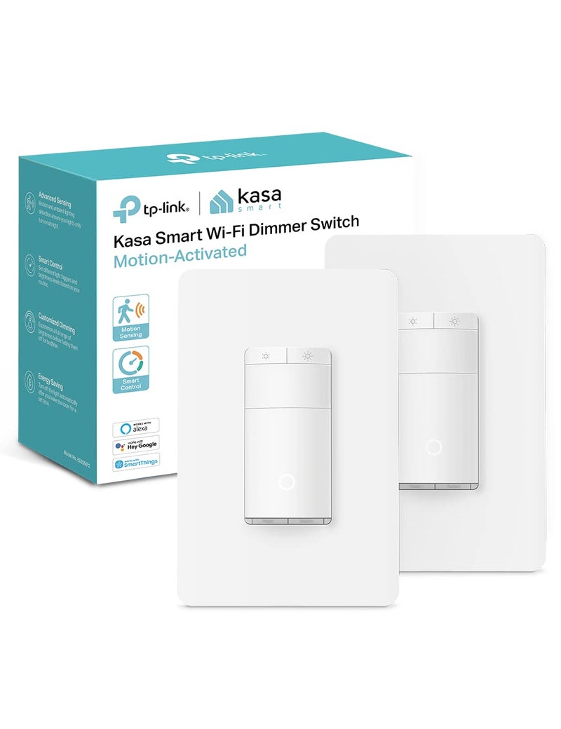 Kasa Smart Motion Sensor Switch, Dimmer Light Switch, Single Pole, Needs Neutral Wire, 2.4GHz Wi-Fi, Compatible with Alexa & Google Assistant, UL Certified, No Hub Required(ES20MP2) White 2-Pack - Image 1