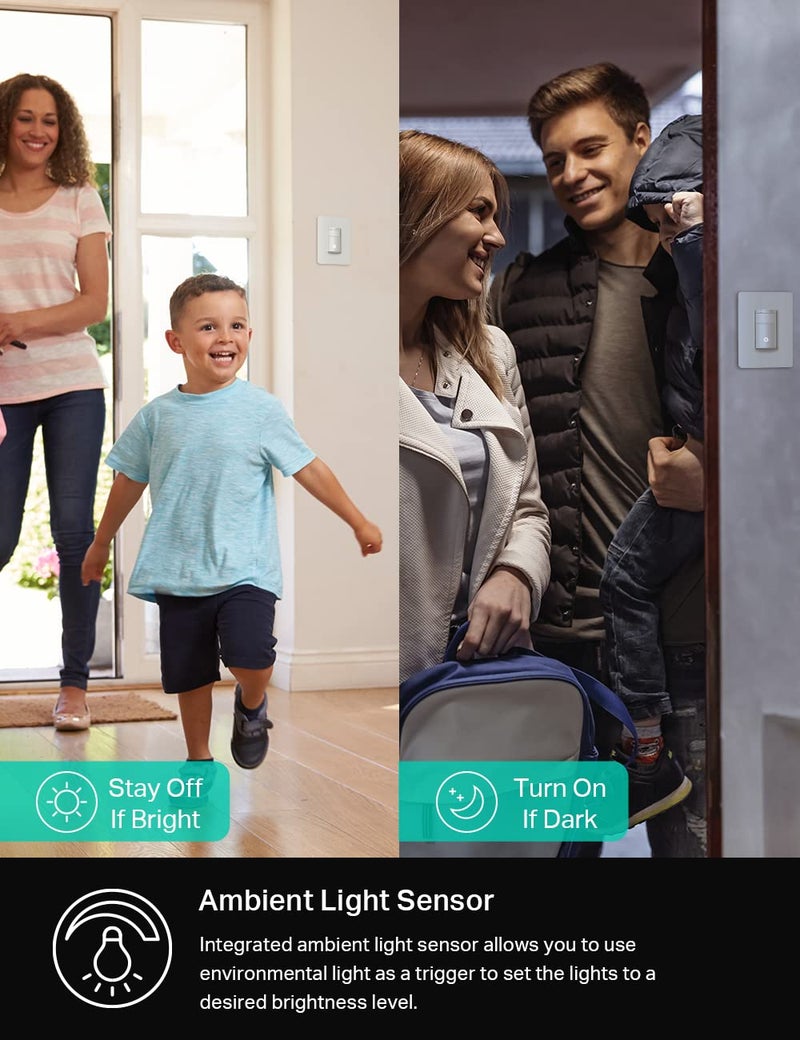 Kasa Smart Motion Sensor Switch, Dimmer Light Switch, Single Pole, Needs Neutral Wire, 2.4GHz Wi-Fi, Compatible with Alexa & Google Assistant, UL Certified, No Hub Required(ES20MP2) White 2-Pack - Image 5