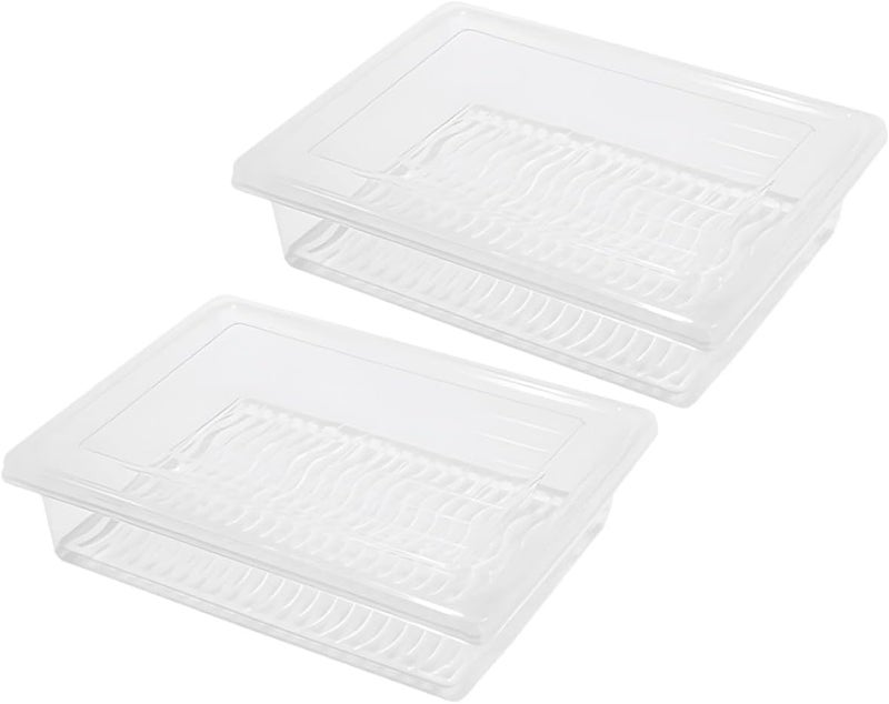 2pcs Small Rectangular Airtight Food Storage Containers with Lids, Refrigerator Crisper Boxes for Fruit Vegetable Bacon Holder, Kitchen Fridge Organizer - Image 1