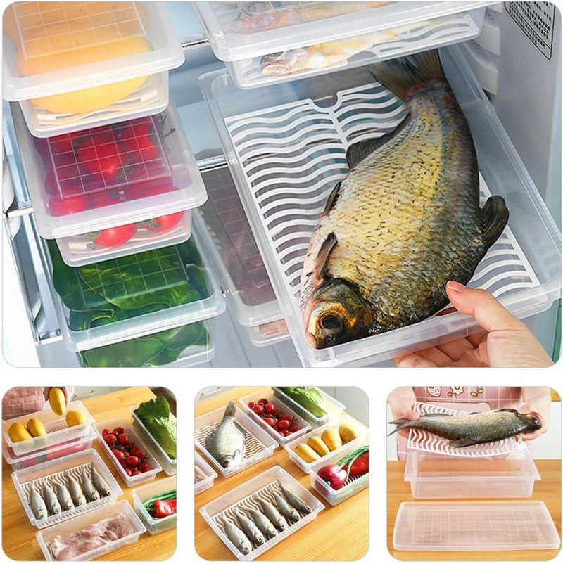2pcs Small Rectangular Airtight Food Storage Containers with Lids, Refrigerator Crisper Boxes for Fruit Vegetable Bacon Holder, Kitchen Fridge Organizer - Image 3