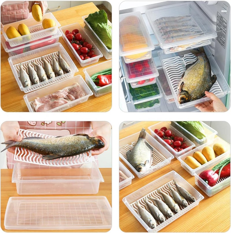 2pcs Small Rectangular Airtight Food Storage Containers with Lids, Refrigerator Crisper Boxes for Fruit Vegetable Bacon Holder, Kitchen Fridge Organizer - Image 5