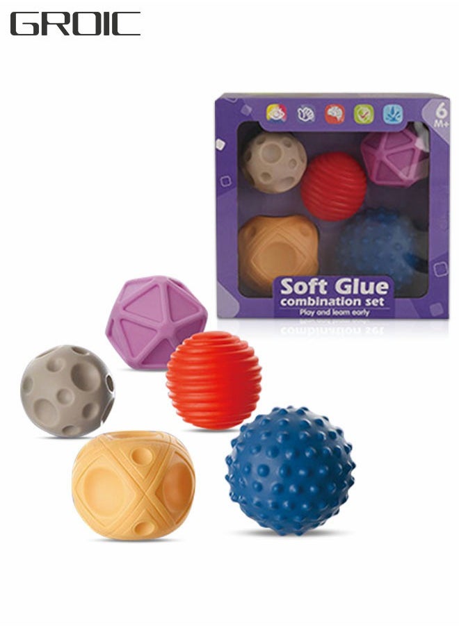 GROIC Baby Sensory Ball Set Touch Hand Ball Toy Soft Squeeze Ball, Colorful Squeeze Ball, Water Bath Toy and Stress Relief Ball Set, Textured Hand Ball Sensory Toy  - Image 1
