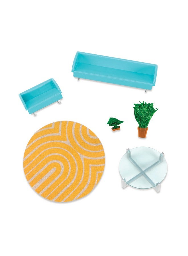 LORI Living Room Set For Mini Dolls Furniture For 6Inch Dolls Dollhouse Accessories Couch Table Rug Plants 3 Years + Urban Living Room Set - Image 2