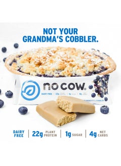 No Cow Protein bar, Blueberry Cobbler, 22g Plant Based Protein, Keto Friendly, Low Sugar, Dairy Free, Gluten Free, Vegan, High Fiber, Non-GMO, 12 Count - pzsku/ZD41A04DB15D97D958B98Z/45/_/1727378247/2cc37e18-09a1-435c-84ce-8af30014818d