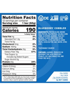 No Cow Protein bar, Blueberry Cobbler, 22g Plant Based Protein, Keto Friendly, Low Sugar, Dairy Free, Gluten Free, Vegan, High Fiber, Non-GMO, 12 Count - pzsku/ZD41A04DB15D97D958B98Z/45/_/1727378257/0479c63b-7914-4893-bfbd-a913f61735ce