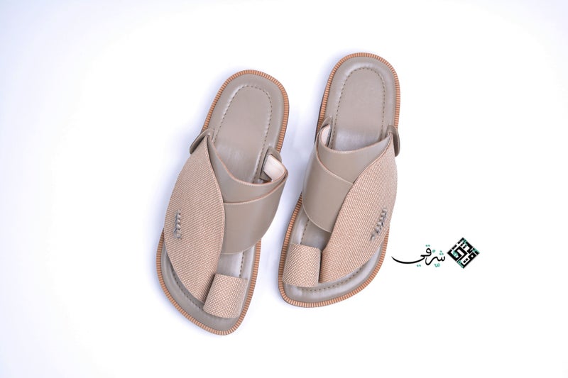 Eastern Sandal Zubairiya Naal | Made in Saudi Arabia | Beige Fabric - Image 3