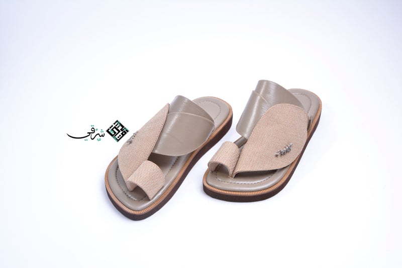 Eastern Sandal Zubairiya Naal | Made in Saudi Arabia | Beige Fabric - Image 1