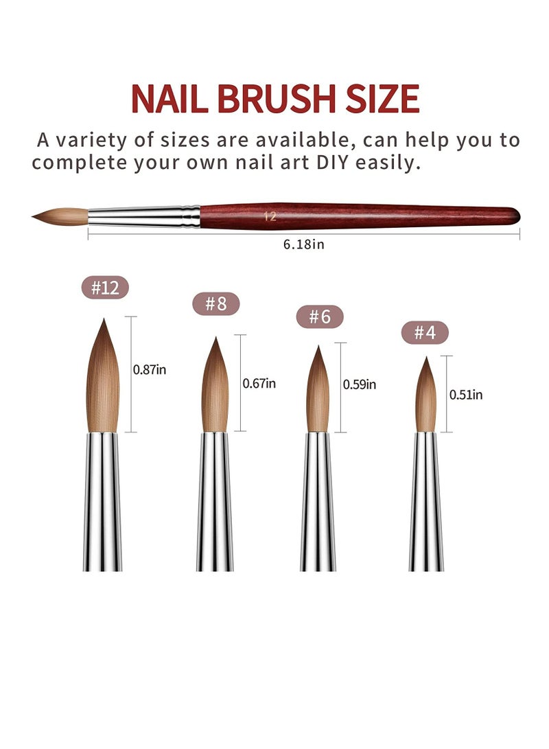 Generic 4 Pcs Acrylic Nail Brush for Acrylic Nails ,Acrylic Powder, Beginner & Professional, Size 4/6/8/12. - Image 2