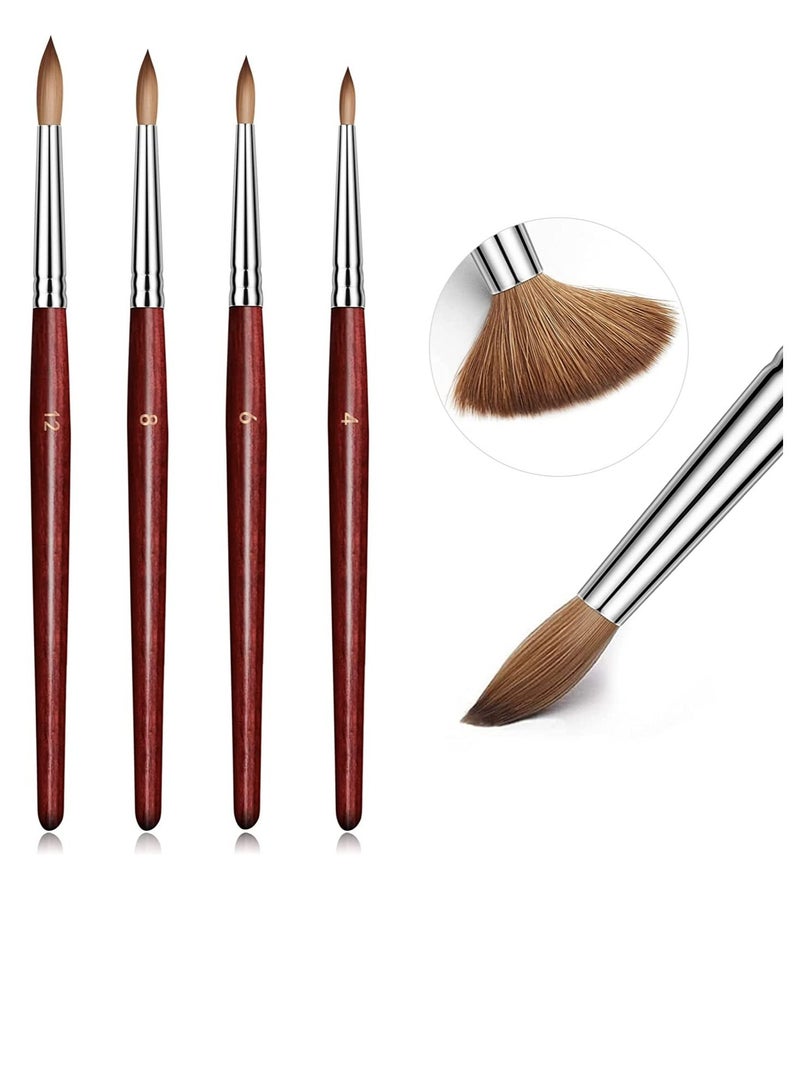 Generic 4 Pcs Acrylic Nail Brush for Acrylic Nails ,Acrylic Powder, Beginner & Professional, Size 4/6/8/12. - Image 1