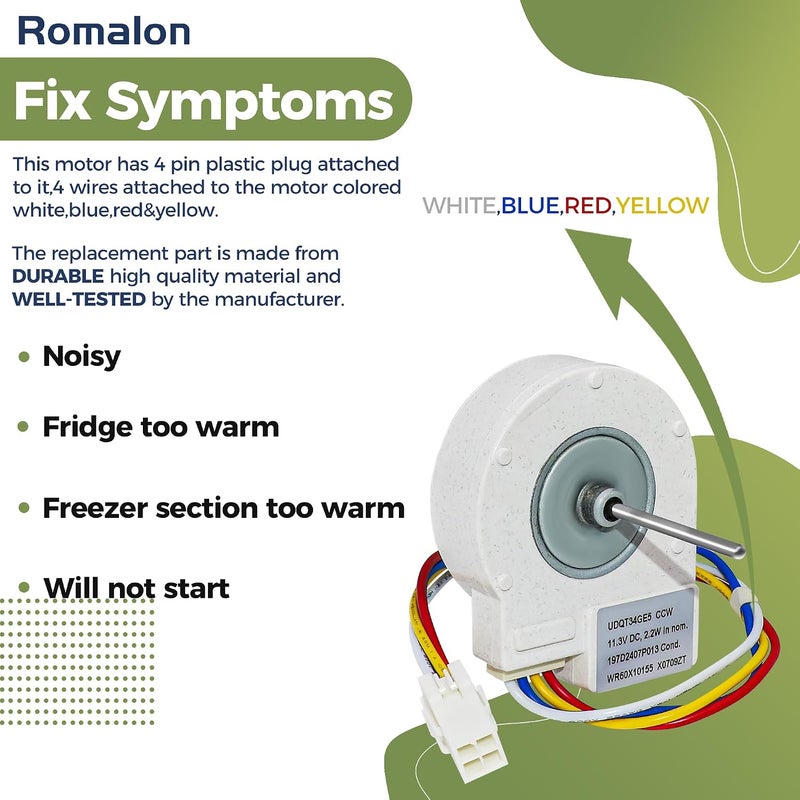 Romalon Appliancemate WR60X10209 Refrigerator Condenser Motor Replacement for GE & Hotpoint Refrigerators WR60X10155 WR60X10042 WR60X10053 WR60X10065 - Image 5