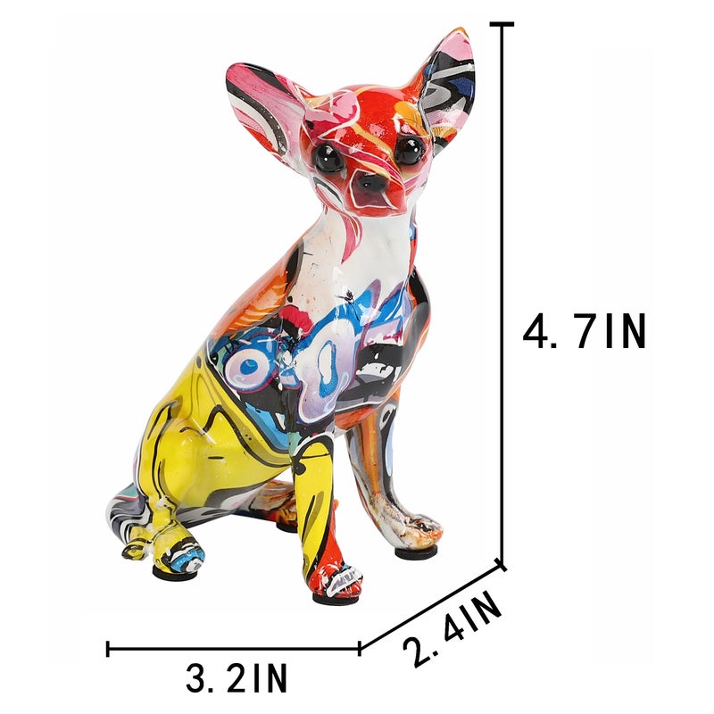 JOOMBE Colorful Chihuahua Statue, Creative Dog Puppy Home Sculpture Decor, Suitable for Bookshelf Desktop Kitchen Living Room Decorative Table Decoration, Gift for Dog Lovers Women and Men - Image 5