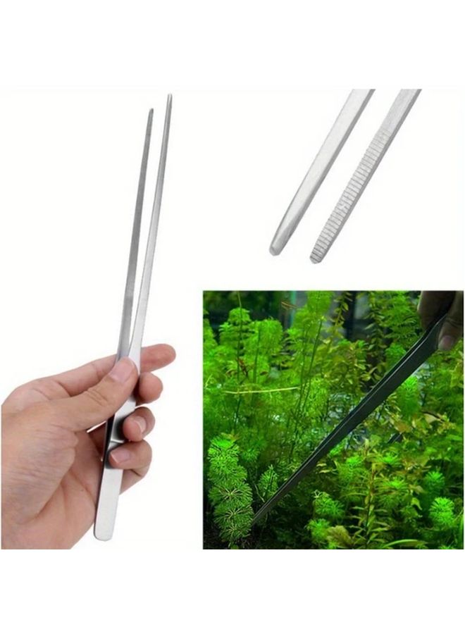 2Pcs 10 63inch Stainless Steel Aquarium Tweezers Straight Elbow Gardening Tools - Image 3