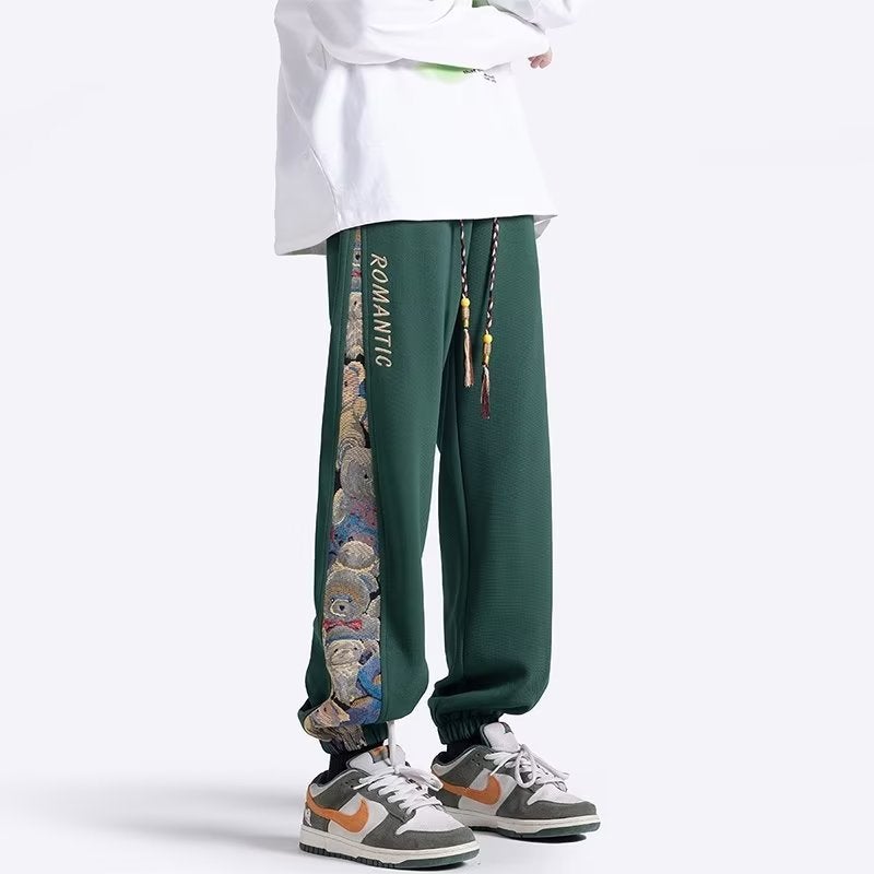Fuiv Panda Patchwork Pants For Boys, Plus-Size, Large Size, For Teenagers And Students, Jogger Style, Hong Kong Style, Casual, Versatile, Loose Fit - Image 1