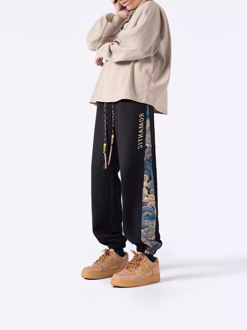 Fuiv Panda Patchwork Pants For Boys, Plus-Size, Large Size, For Teenagers And Students, Jogger Style, Hong Kong Style, Casual, Versatile, Loose Fit - Image 3