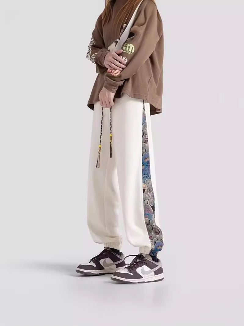 Fuiv Panda Patchwork Pants For Boys, Plus-Size, Large Size, For Teenagers And Students, Jogger Style, Hong Kong Style, Casual, Versatile, Loose Fit - Image 2