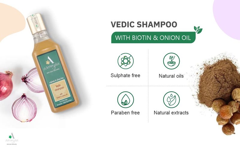 Aaranyaa Vedic Shampoo With Biotin & Onion Oil (250ml) Control Hair Fall | Anti Dandruff | Repair Damage and Weak Hair | Long and Shine Hair Growth | Sulphate & Paraben Free Shampoo - Image 5