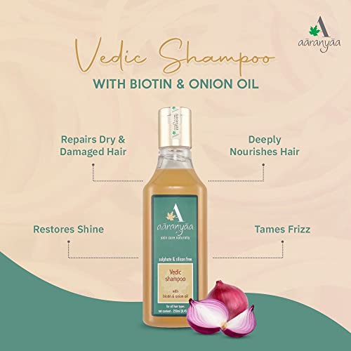 Aaranyaa Vedic Shampoo With Biotin & Onion Oil (250ml) Control Hair Fall | Anti Dandruff | Repair Damage and Weak Hair | Long and Shine Hair Growth | Sulphate & Paraben Free Shampoo - Image 3