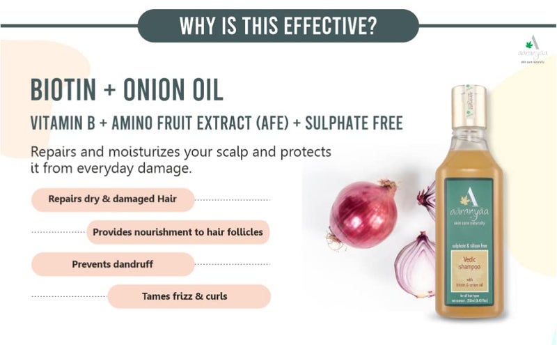 Aaranyaa Vedic Shampoo With Biotin & Onion Oil (250ml) Control Hair Fall | Anti Dandruff | Repair Damage and Weak Hair | Long and Shine Hair Growth | Sulphate & Paraben Free Shampoo - Image 2