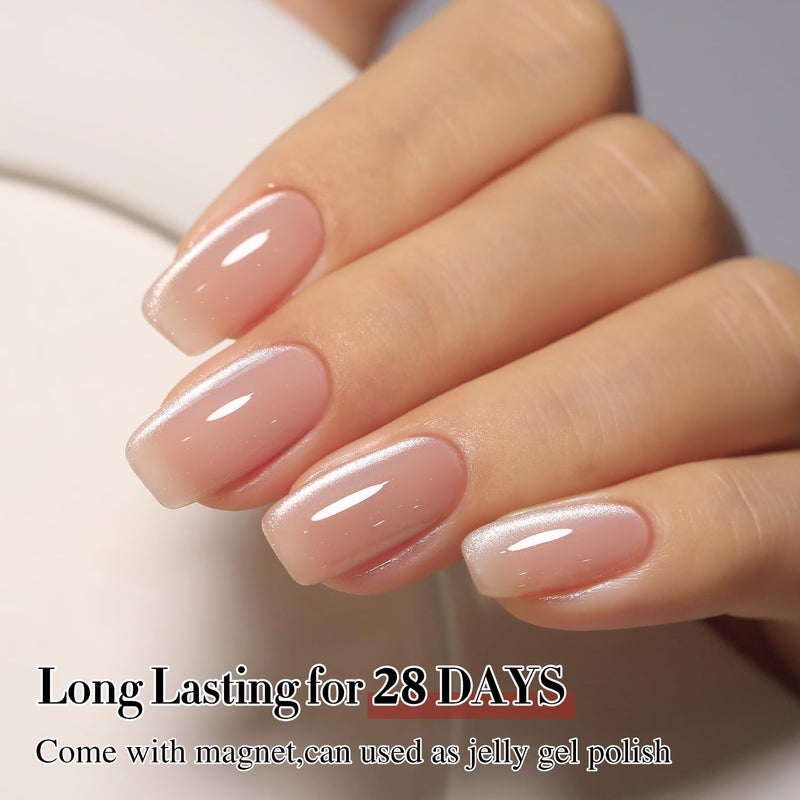 Double Rhythm طلاء أظافر جل عين القط 0.5 أونصة بتقنية الإيقاع المزدوج مع مغناطيس 15 مل بريق هولوجرافي لامع لون هلام شفاف طلاء مغناطيسي صالون افعلها بنفسك في المنزل (MC1057) - Image 5