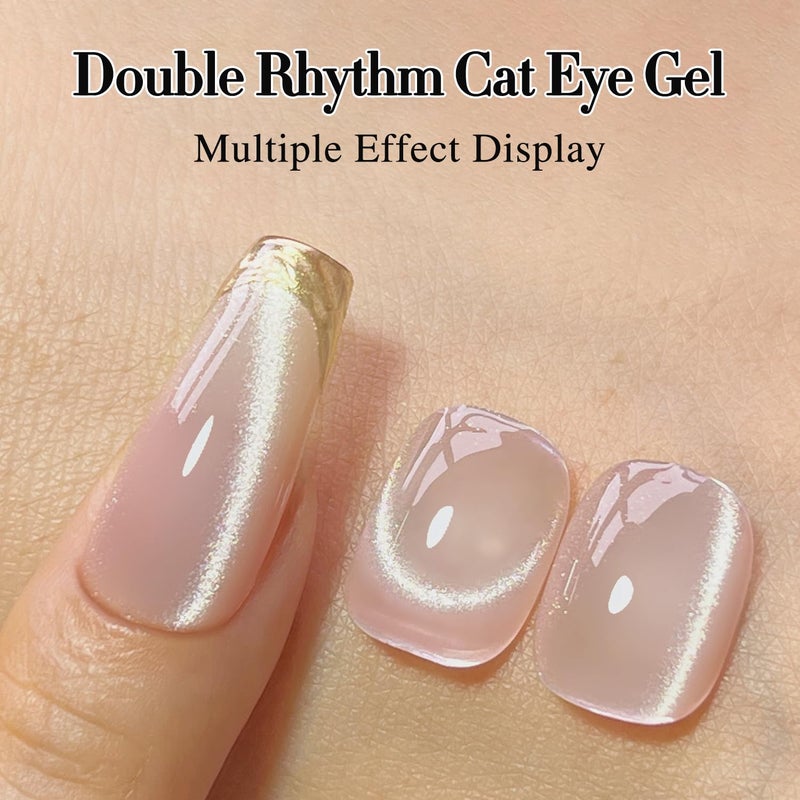 Double Rhythm طلاء أظافر جل عين القط 0.5 أونصة بتقنية الإيقاع المزدوج مع مغناطيس 15 مل بريق هولوجرافي لامع لون هلام شفاف طلاء مغناطيسي صالون افعلها بنفسك في المنزل (MC1057) - Image 4