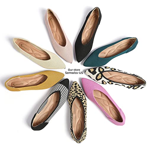 Semwiss Women's Ballet Flats Comfortable Casual Dressy Shoes,Work Flats Office Shoes Pointed Toe Leopard Flats Beige Size 8.5 - Image 4