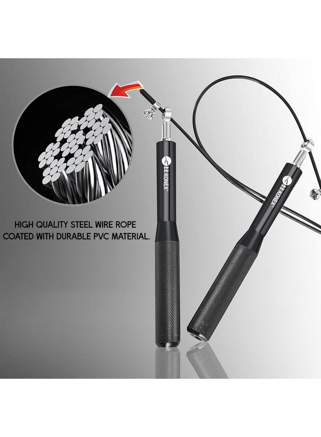 Konex Adjustable Steel Wire with Durable PVC Material Skipping Rope for Men & Women | Jumping Rope for Fitness, Home & Gym Workouts (Black) - Image 3