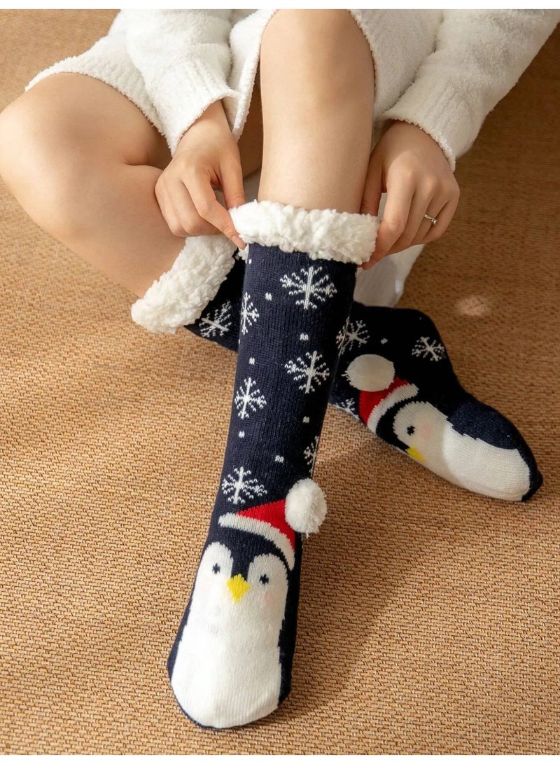 جوارب شتويه نسائيه طويله مصنوعه من قماش سميك وفائق النعومة بتصميم بطريق لطيف جوارب شتويه ببطانة صوفية من الداخل تحافظ على القدمين دافئتين في الأجواء الباردة - Image 3