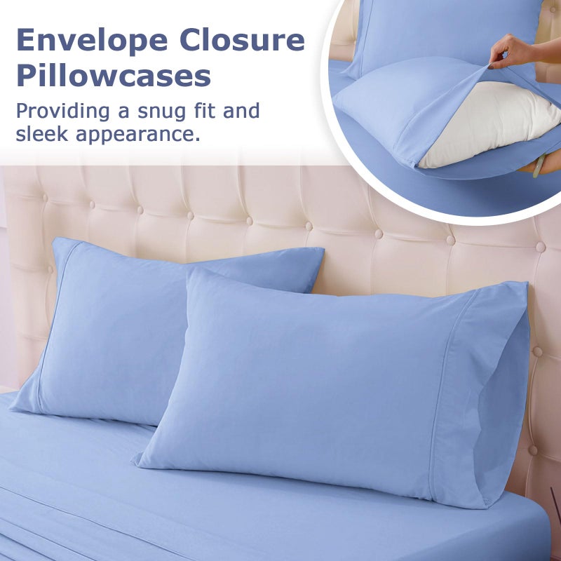 Homilay Twin Size Bed Sheet Set - 3 Piece Soft Microfiber Sheets with Deep Pockets  Cooling Technology  and Wrinkle-Free Pillowcase. Hotel-Quality  Durable Bedding  Chambray Blue - Image 5
