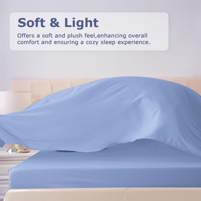 Homilay Twin Size Bed Sheet Set - 3 Piece Soft Microfiber Sheets with Deep Pockets  Cooling Technology  and Wrinkle-Free Pillowcase. Hotel-Quality  Durable Bedding  Chambray Blue - Image 2