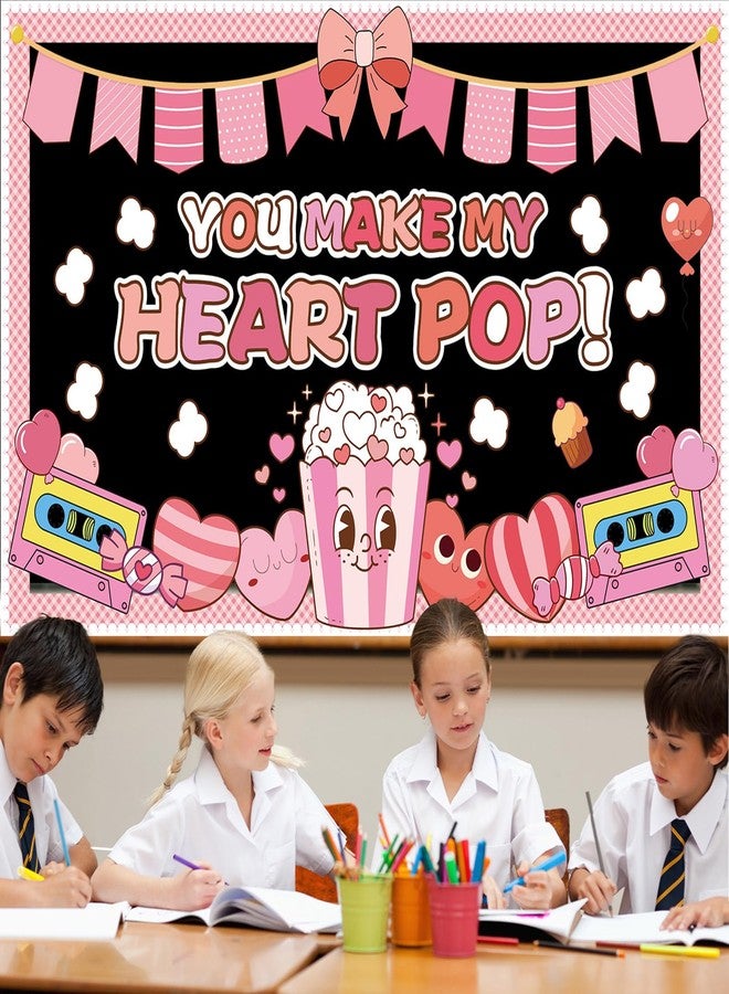 ojustbeok Valentine's Day Bulletin Board Decoration You Make My Heart Pop Cutouts Happy Valentine’s Day Classroom Decoration Candy Heart Poster for Class School Home Office Chalkboard Wall Door Supplies - Image 5