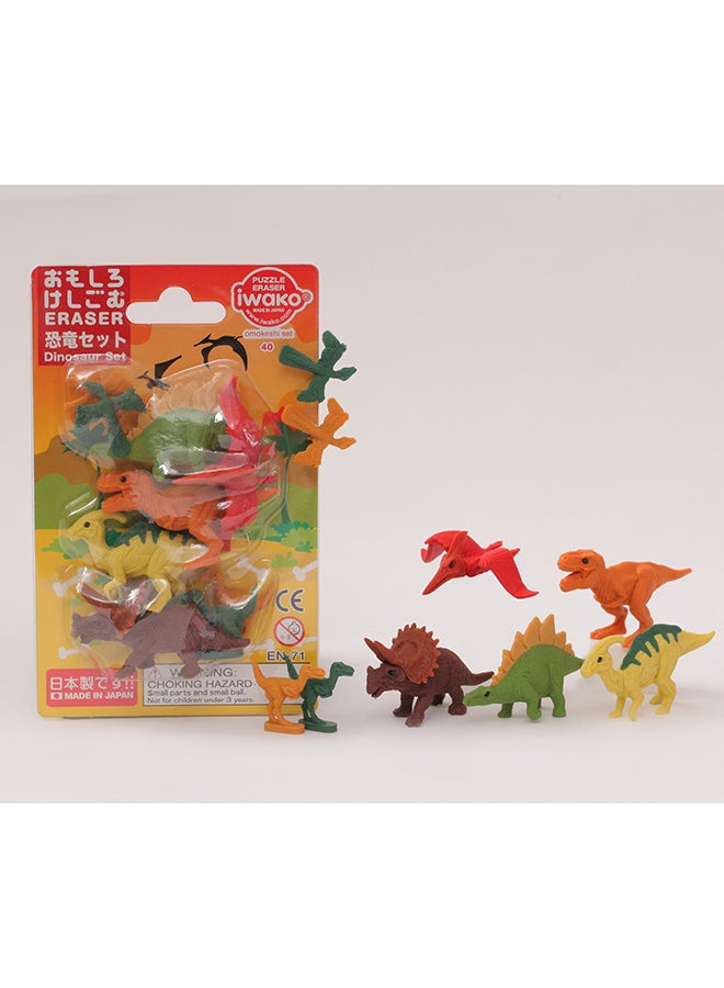 IWAKO ERASER SET DINOSAURS ER-BRI044