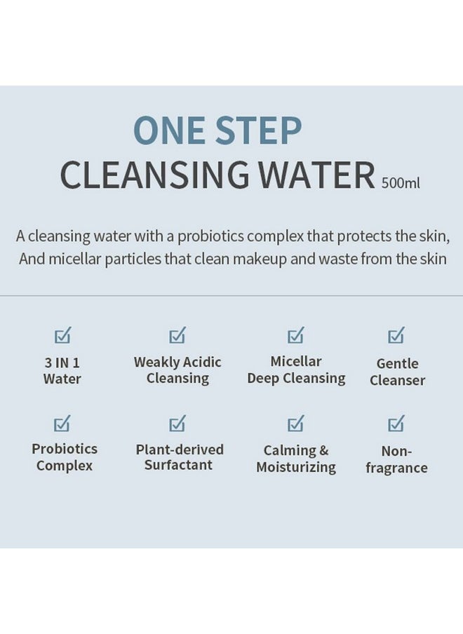 MIZON Micellar One Step Cleansing Water With Probiotics 500Ml, Cleansing And Makeup Remover, Korean Cleansing Water With Probiotics And Natural Ingredients For Sensitive Skin  - Image 3