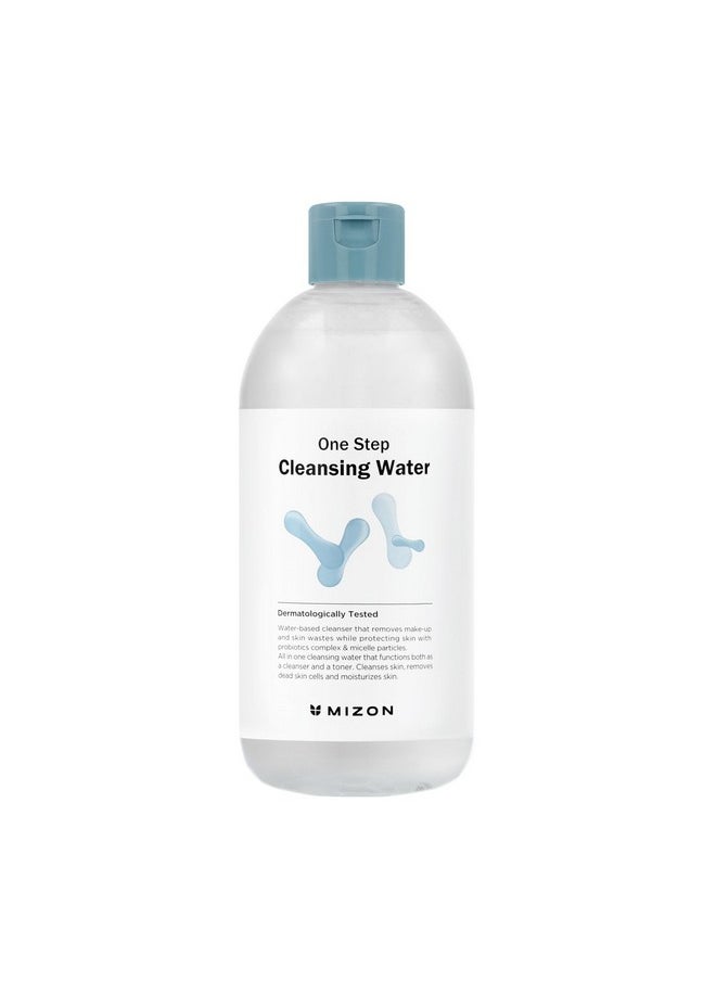 MIZON Micellar One Step Cleansing Water With Probiotics 500Ml, Cleansing And Makeup Remover, Korean Cleansing Water With Probiotics And Natural Ingredients For Sensitive Skin  - Image 1