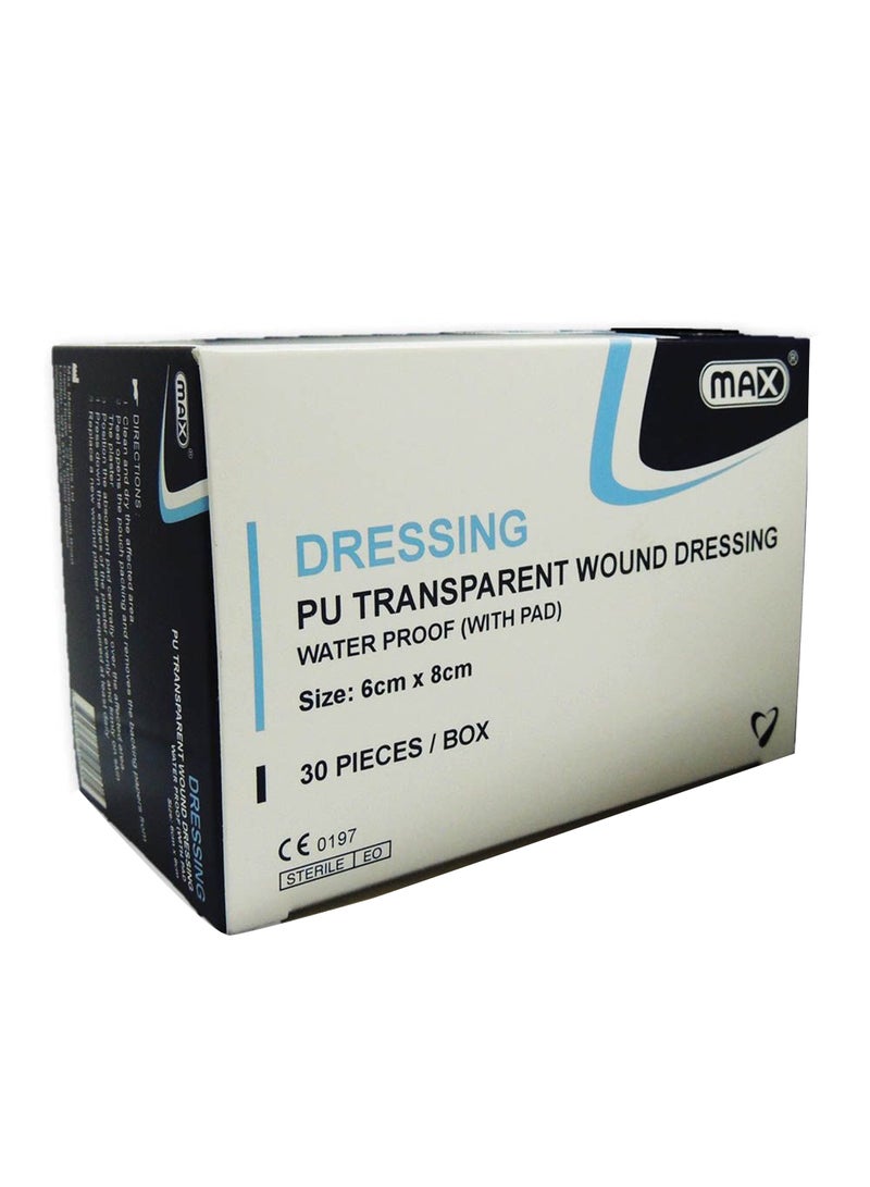 Max Transparent Wound Dressing 6 Cm X 8 Cm 30'S - Image 1