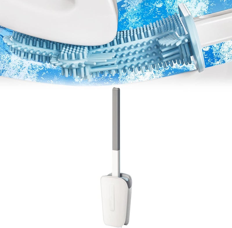 comfrt No Dead Corner Cactus Toilet Brush - [New-Upgrade] Cactu Silicon Toilet Brush and Holder - No-Slip Toilet Bowl Cleaner Brush Set for Clean Toilet (White) - Image 1