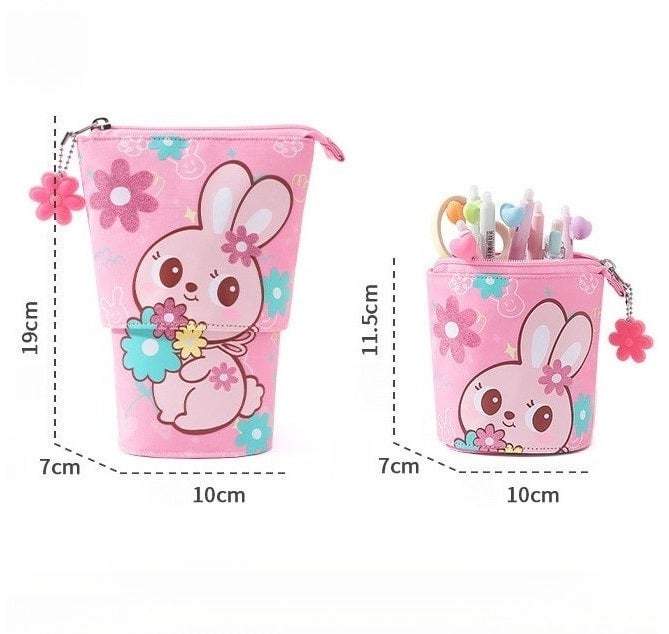 Girls Stand-Up Pencil Case Cat Design with Pen Holder 6-12 Years, Large Capacity Waterproof Lightweight Stationery  Gift - Image 3